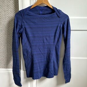 Lululemon Blue/Black Striped Long sleeve, Size 6, Great Condition.